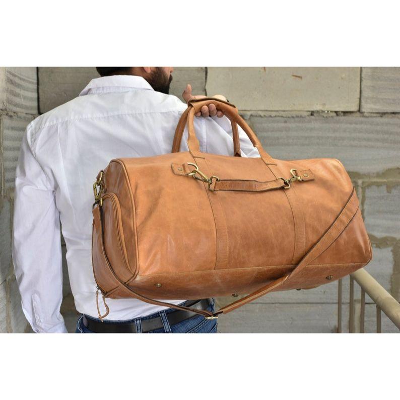

leather weekender bag full grain gift men duffel overnight bag leather duffle weekend travel gym bag with shoe compartment men fathers gift 24 x 12 x 11 in