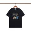 Casablanca Style Short Sleeve T-Shirt Men Women Blue Letter Print Casual Top