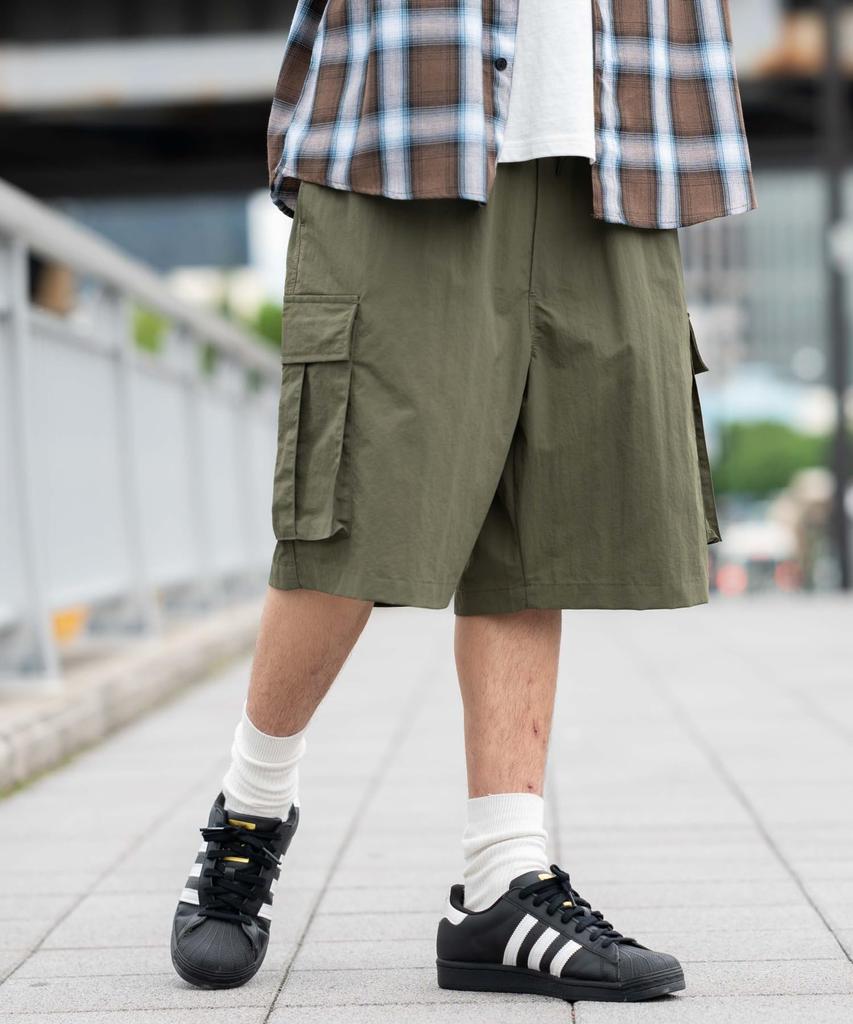 WEGO Nylon Easy Baggy Cargo Half Olive Men's Shorts, Pants,