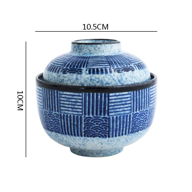 Keramikschüssel mit Deckel Kreatives Muster Dicke Suppenschüssel Dampfeierschüssel Dessertschalen Snackschalen Restaurant Spezialgeschirr