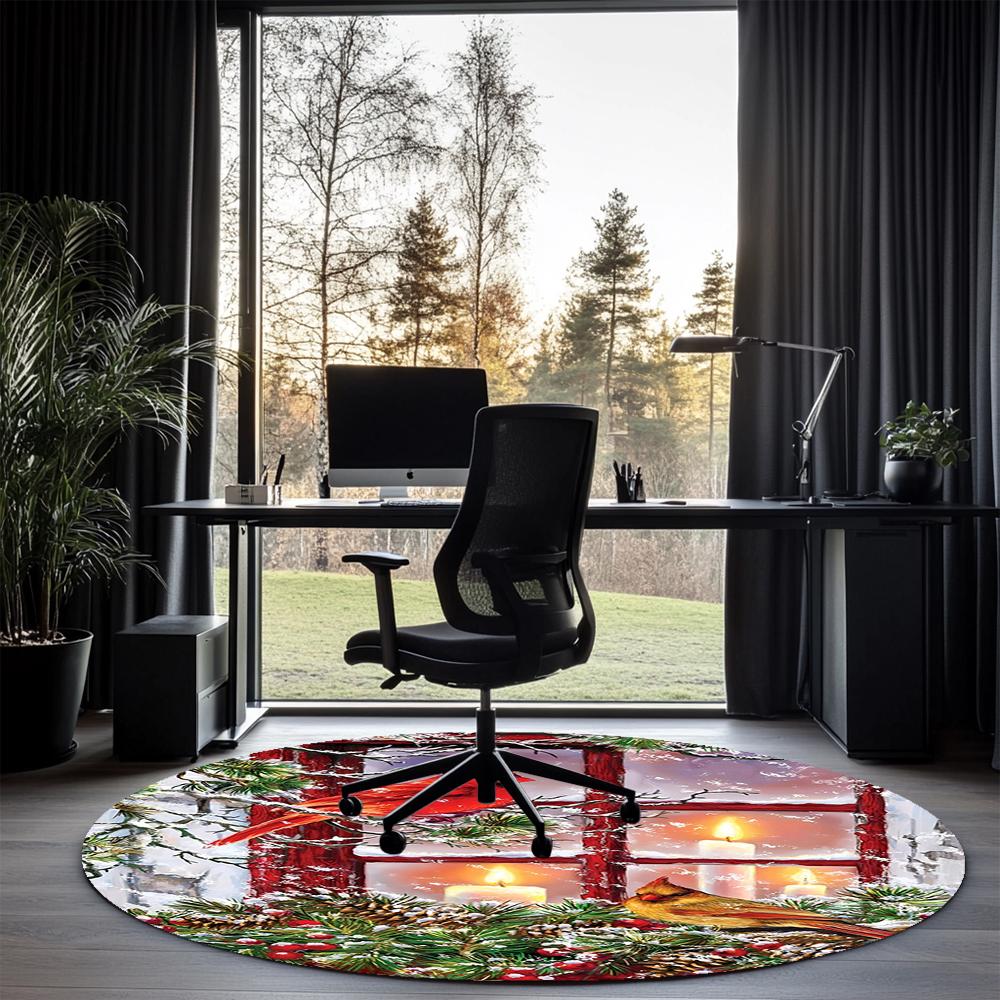 Christmas Printed Round Rug Carpet Chair Rug Area Rug Entryway Doormats,for Office Chair Living Room Bedroom Kitchen Room.