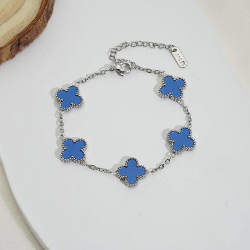 Classic 13mm Titanium Steel Double-sided Four-leaf Clover Bracelet Fashionable Light Luxury Women's Versatile Jewelry