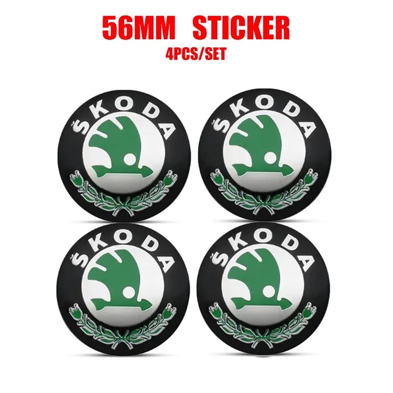 4pcs 56mm Car Wheel Center Hub Cap Badge Emblem Decal Wheel Sticker For Skoda Octavia KAMIQ KODIAQ SUPERB RAPIDFABIA MK2 MK1 A5 CWO1