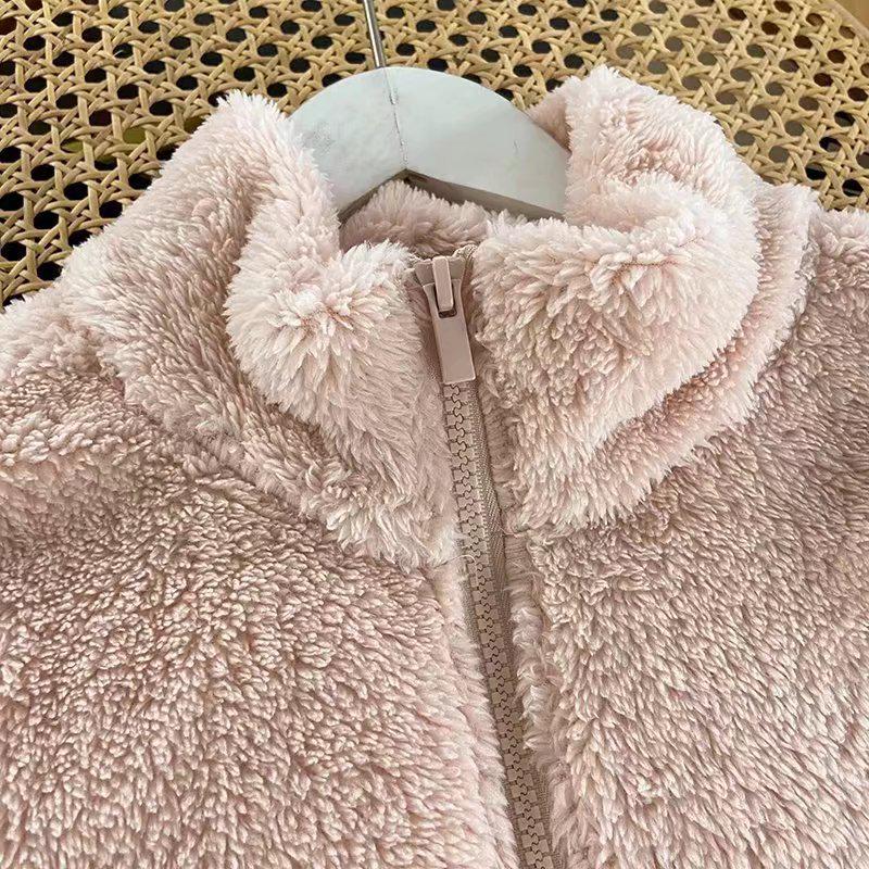 Women's Coral Fleece Stand-Up Collar Jacket - Warm, Loose, Plus Size Cardigan for Autumn & Winter