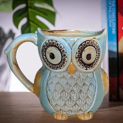 Blue 3D Owl Mug Original Relief Owl Mug