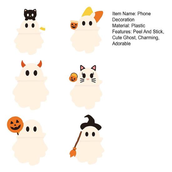 Halloween Ghost Phone Buddy Mini Phone Figure Surprise Toy Stick-on Cute Ghost Phone Topper Adhesive Cling Decoration for Smartphone