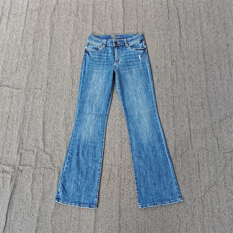 

Джинсы с высокой посадкой, облегающие, с эффектом приподнятых бедер, микро-пулл, для полных девушек, очень длинные Broken dark blue pocket Us16