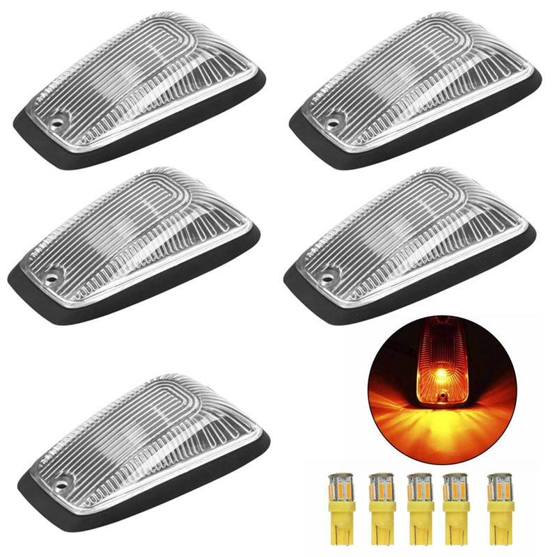5 Stück geräucherte Transparenz schwarze Linse rote LED-Kabinendachmarkierungsleuchten Lampen Top-Lauflichter für Chevy GMC 1988–2002 LKW-SUV