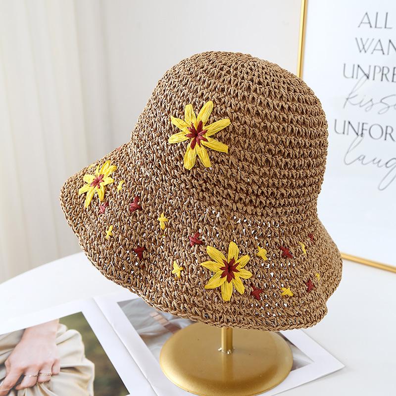 Woven Straw Hat Women's Summer Sun Protection Sun Hat Travel Beach Sun Hat Vacation Breathable Foldable