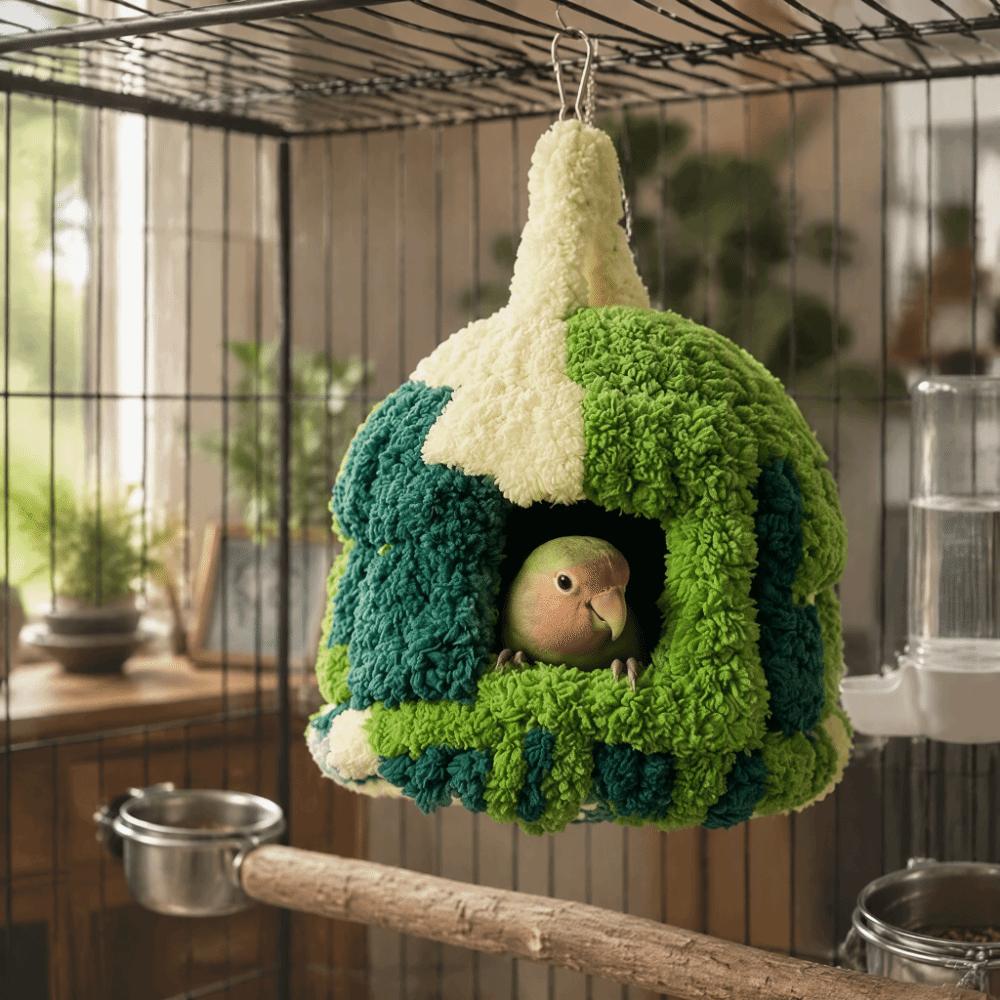 Plush Parrot Warm Nest Warm Bird Hanging Hammock Hanging Parrot House  Cage Accessories