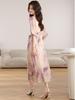 Women's Korean Floral Print Lace-up Tea Dress – Slimming Summer Design