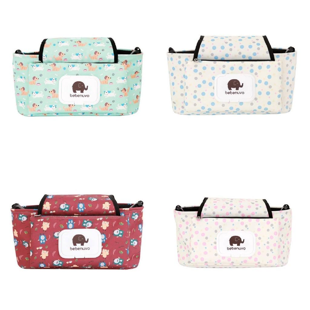 Functional White Bear Stroller Organizer Bag For Moms With Easy Closure