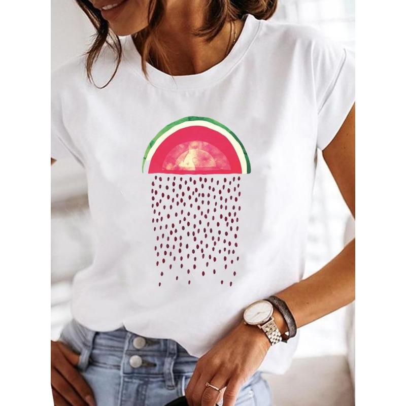 Summer T-shirt clothing dragonfly pattern printing T-shirt short-sleeved top fashion casual ladies women