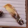 Natural Ox Horn Comb Anti Static Buffalo Combs Mandarin Duck Phoenix Carving Professional Detangling Massage Fine Tooth Comb