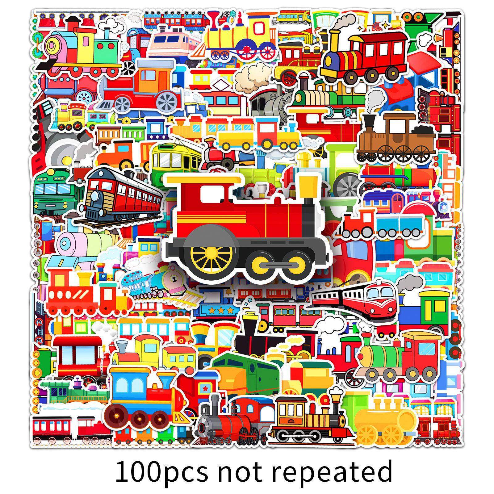 

100 Little Train Cartoon Stickers: Creative Vehicle Designs for DIY Projects