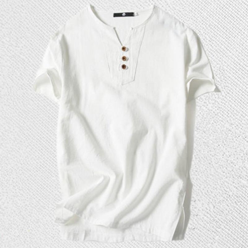 T-shirt men's, Chinese style men's clothing plus fat large short-sleeved fat man large size loose cotton and linen summer T-shirt men's