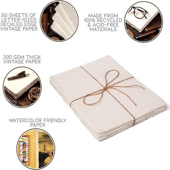 

Бумага для акварели, бумага ручной работы из натурального хлопка с неровными краями. Упаковка 50 листов по 150 г/м².