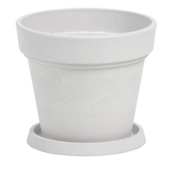 6 Pot Eco Pot 18cm Pot with Drain Hole Planter with Saucer Resin Plastic 6 6 Inch No. No. (White)