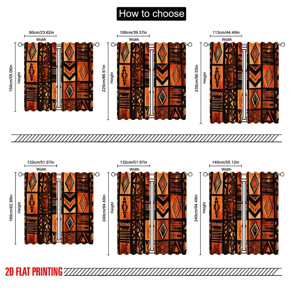 Set Of 2 Flat Printing Drapes African Tribal Fabric Without Electricity Party Decorations Perfect Festive Curtain Made Polyester Machine Washable