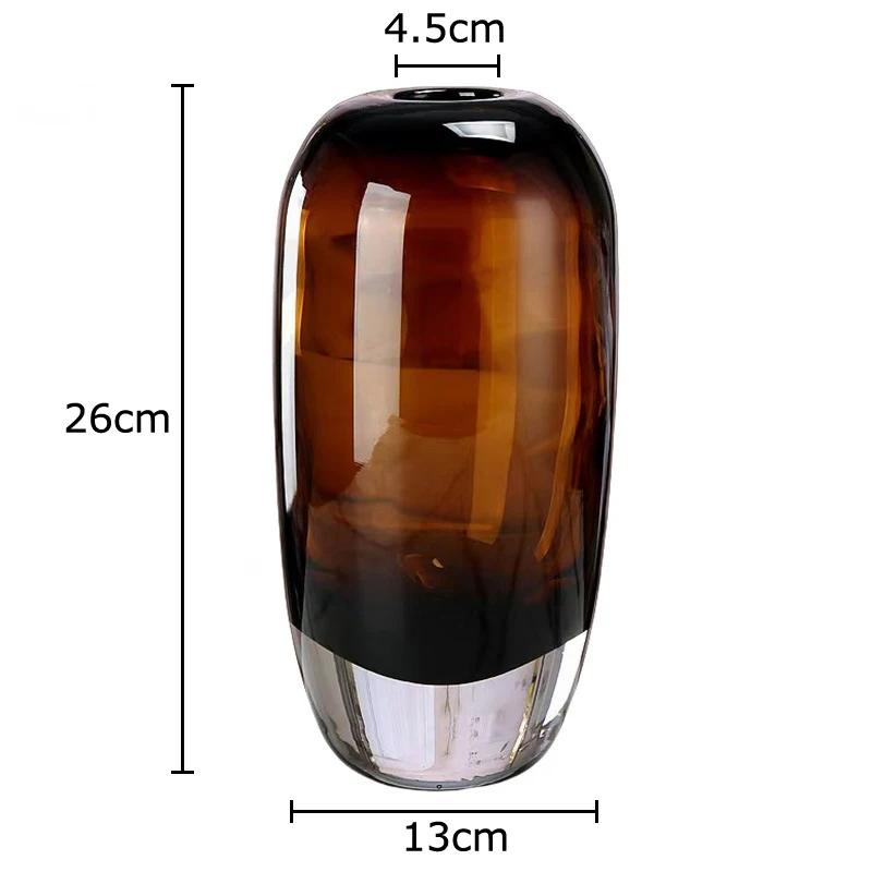 Transparent Caramel Colored Delicate Glass Vase Flower Pots Desk Decoration Flower Arrangement Floral Vases Room Aesthetic Decor