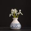 Small Blue and White Porcelains Vase, Mini Chinoiserie Bud Vase, Vintage Ceramic Oriental Handmade Chinese Flower Jardiniere for Home Office Shelf