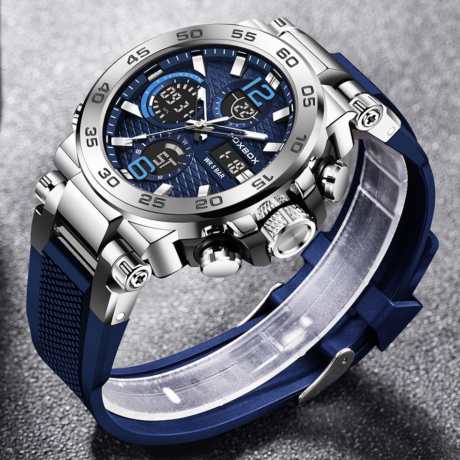 Fashion Business LED Backlight Alarm Quartz Chronograph Clock Male Waterproof Luminous Diving Watch Men Reloj Hombre+Box