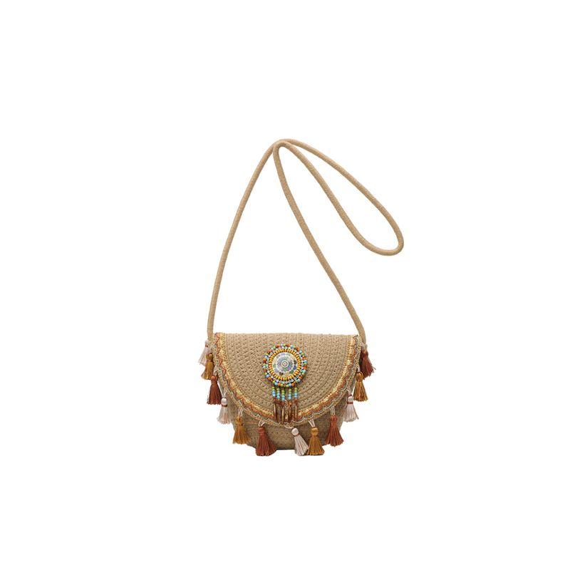 Ethnic Style Tassel Small Bag Women 2025 New Fashion Woven Bucket Bag Spring and Summer High-Grade Shoulder Messenger Bag