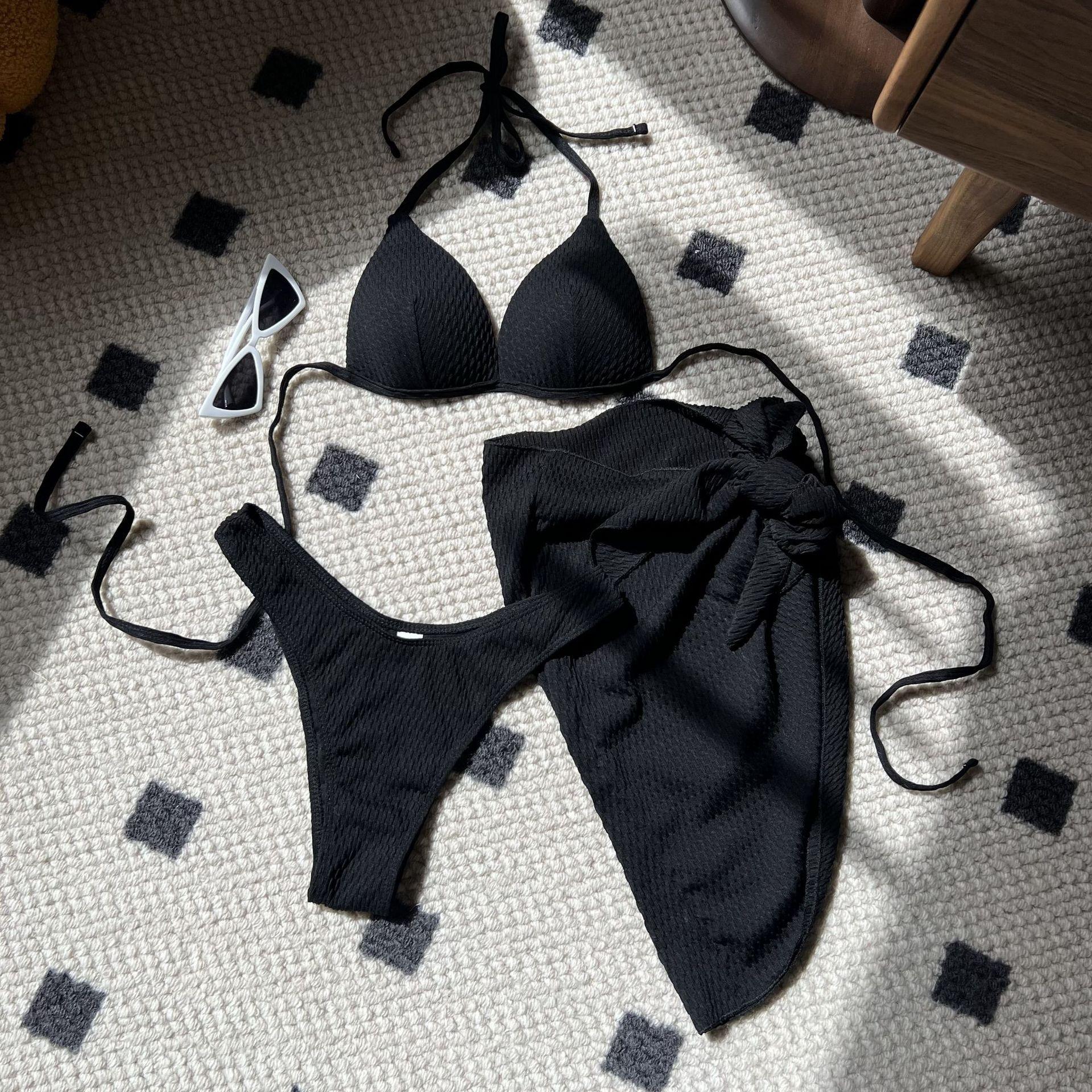 

2026 Special Fabric High Waist Sexy Babes Swimsuit Bikini Three-piece Swimsuit Swimsuit L чорний
