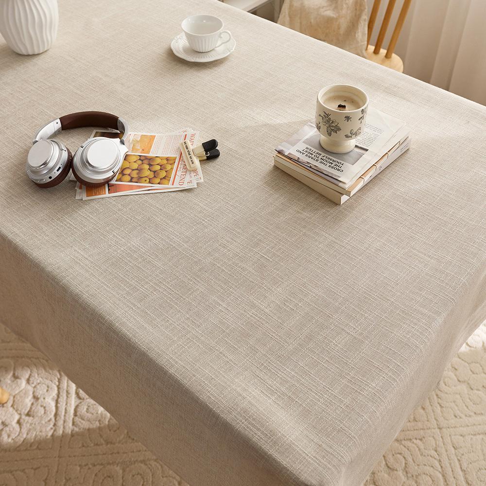 Simple Linen Style Tablecloth - Thick Solid Color Rectangular Dining Table Cover, Luxury Textured Table Runner for Center Table & Home Decor