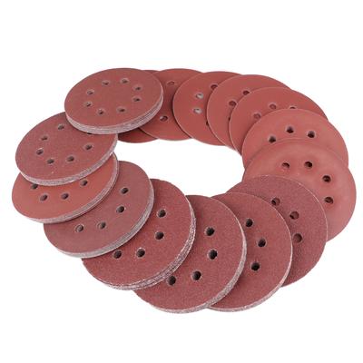 100 Stück Schleifscheiben 5 Zoll Sortiert 8 Löcher Beflocktes Schleifwerkzeug 10 Körnungen 125mm