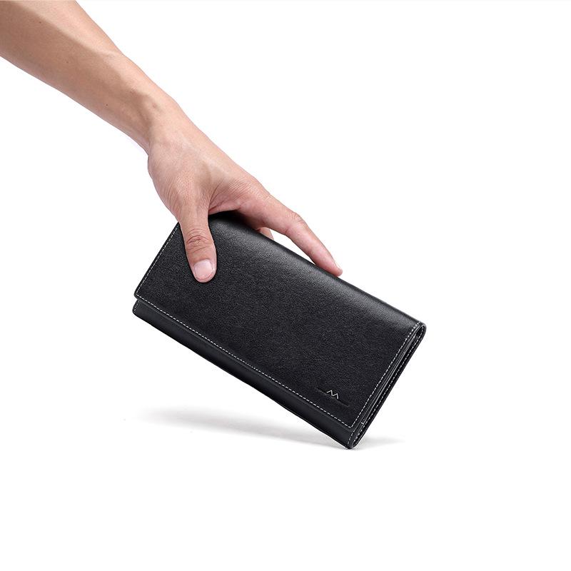 New Arrival: Men's Long Genuine Leather Wallet – Multi-Card, Korean Style, Zippered Cowhide Handbag for Business & Youth.