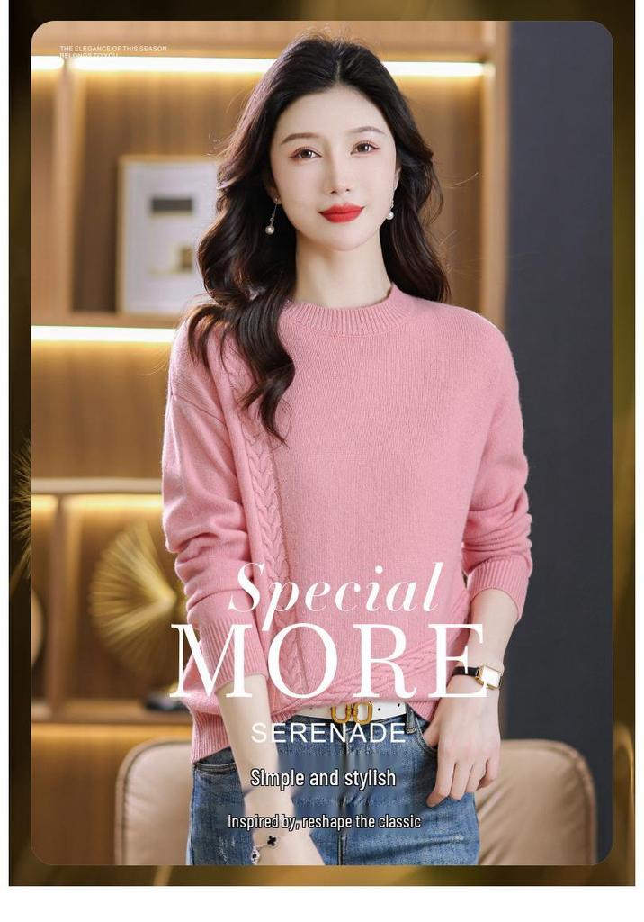 HYY Pure Wool Women's Casual Round Neck Sweater - Warm Knitted Cashmere for Autumn/Winter with Free Shipping & Returns