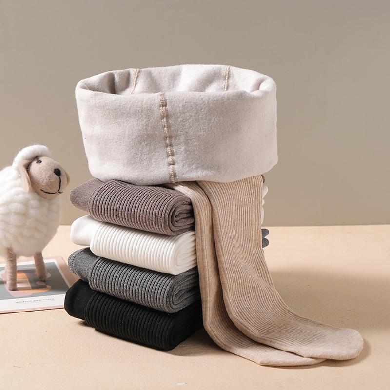 Autumn Winter Thin Vertical Girls Plush Warm Children's Bottom Socks Panties