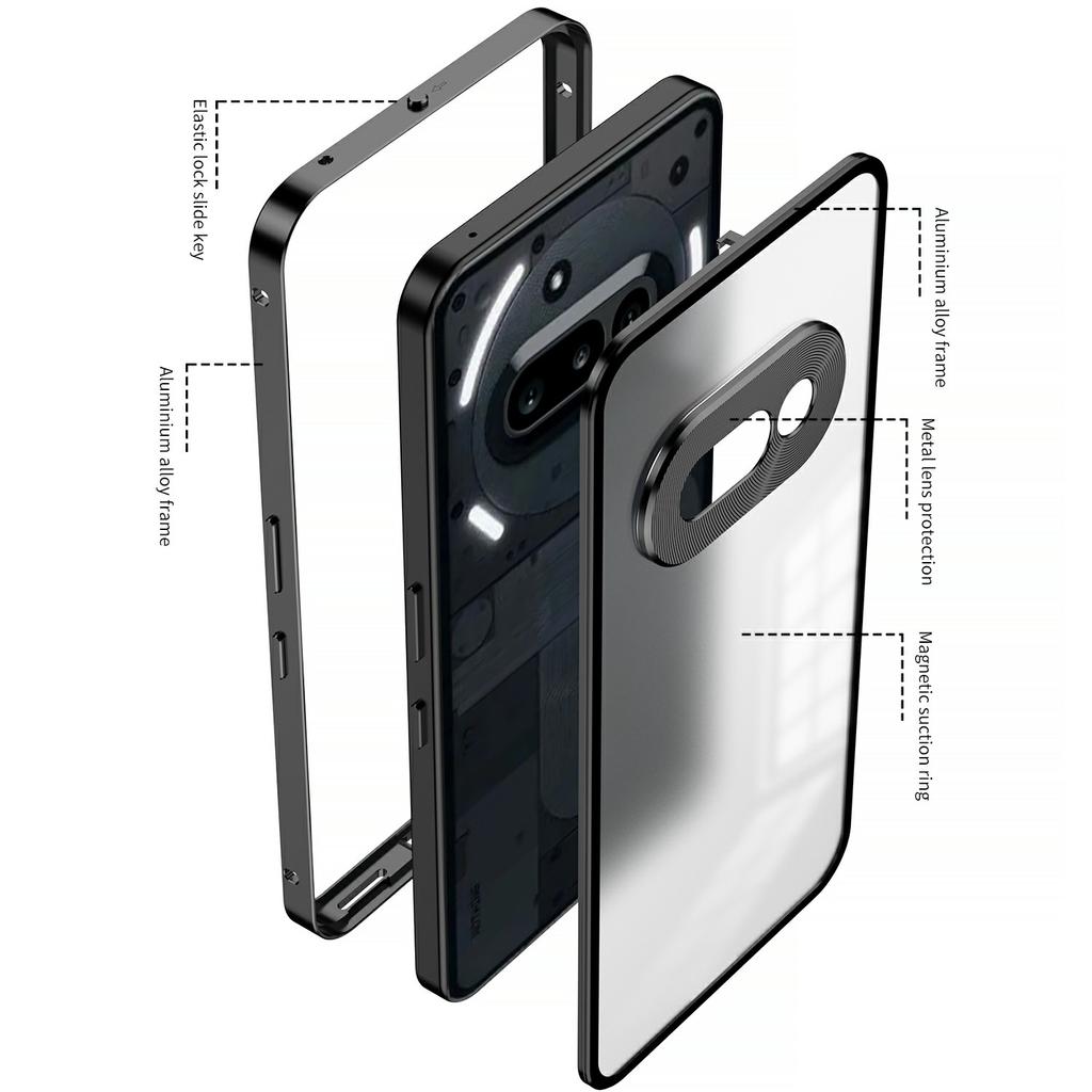 For Nothing Phone (3a) Matte Case Aluminium Alloy+PC Phone Cover Pop-Up Snap Lock