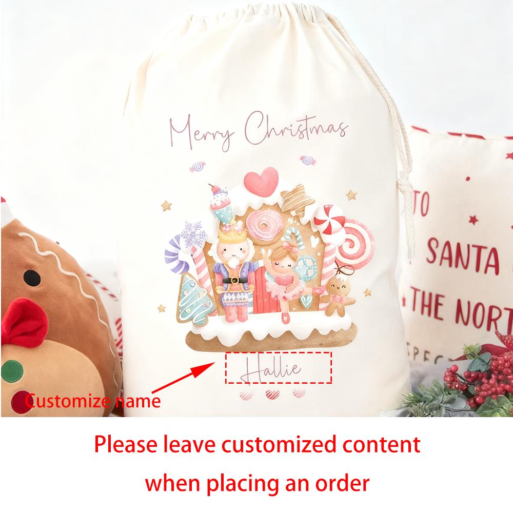 

Personalised Christmas Sack Gift Bag Santa Sack Christmas Eve Decoration Item Kids Girl Nutcracker Drawstring Bag New Year Gift 1pcs 30x40cm