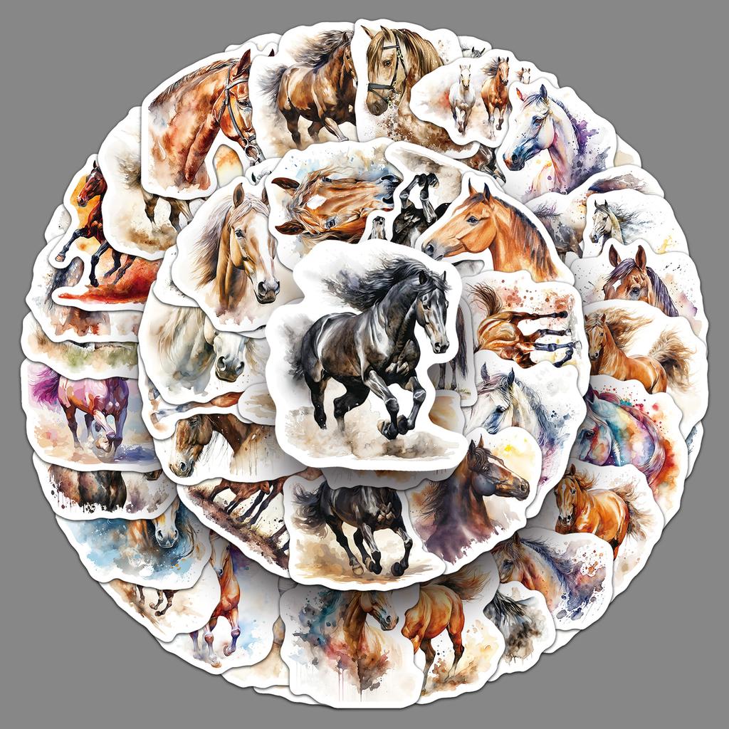 50 Ink and Wash Wind Horse Graffiti Stickers Personalized Creative Animal Decoration Mobile Phone Case Water Cup Notebook Stickers