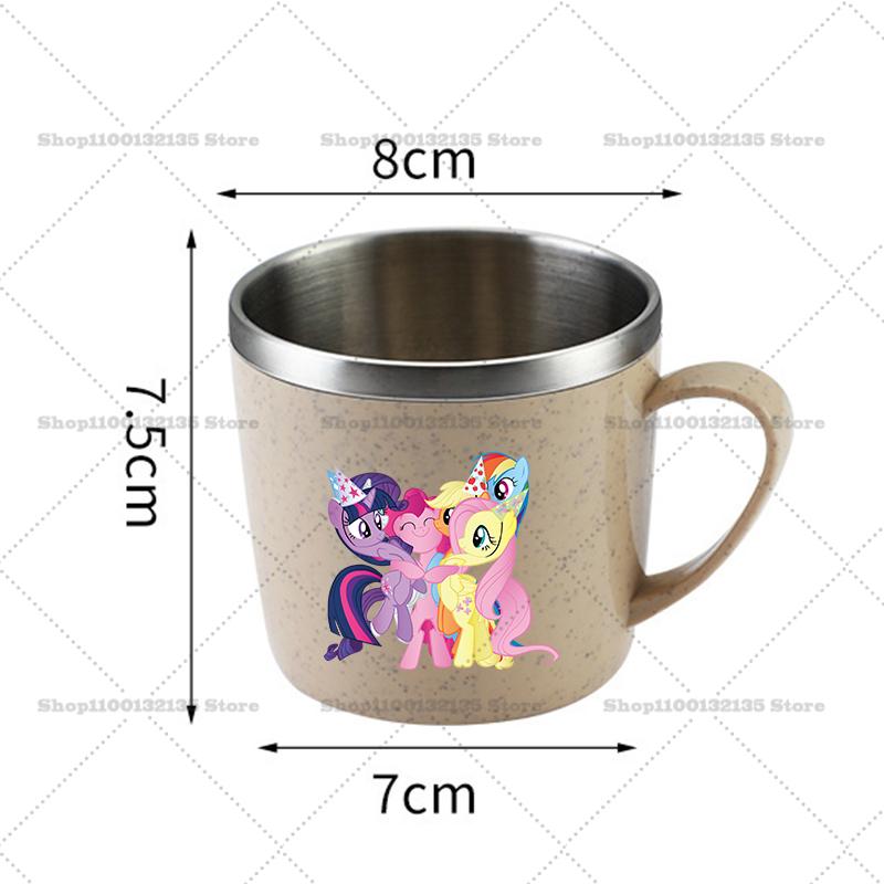 My Little Pony Water Bottle Kawaii Stainless Steel Cups Handle Coffee Milk Mug Tea Drink Home Office Gift Women for Kid Friendly Entertaining Fun Play