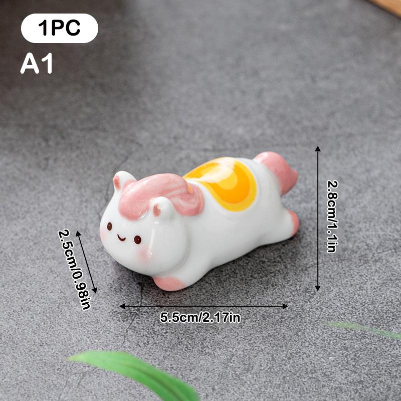 Cute Ceramic Horse Chopstick Rest Rack & Holders Spoon Fork Knife Stand Flatware Organizer Horse Year Ornaments Table Decor
