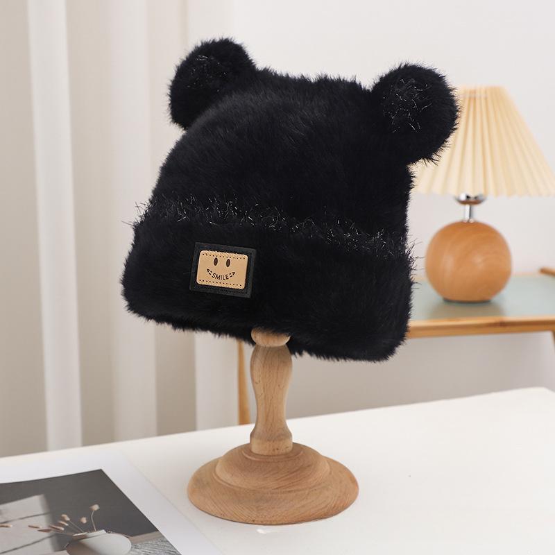 Cute Plush Hat for Women In Winter Thickened Warm Ear Protection Hat Wool Knitted Hat Versatile