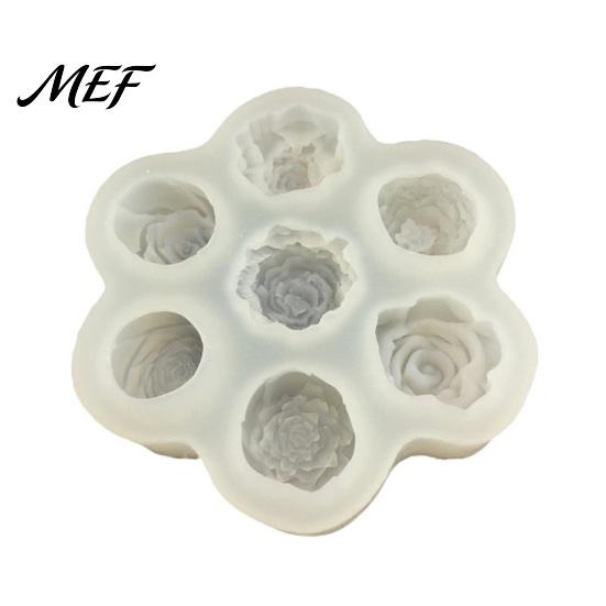 Flexible Silicone Bakeware Rose Peony Mold, 7 Cavities Baking Mold for Making Cake Professional Pastry Molds Chocolate Candle Soap, Non Stick