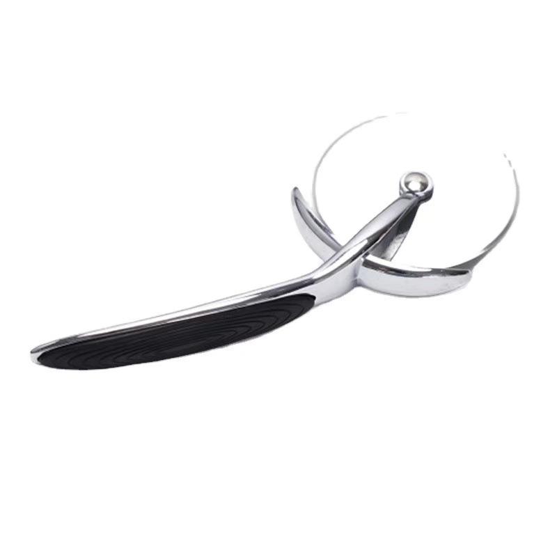 Premium Pizza Peeler Zinc Alloy Smooth Sliding Pizza Cutter Wheel Pizza Slicer With Metal Handle