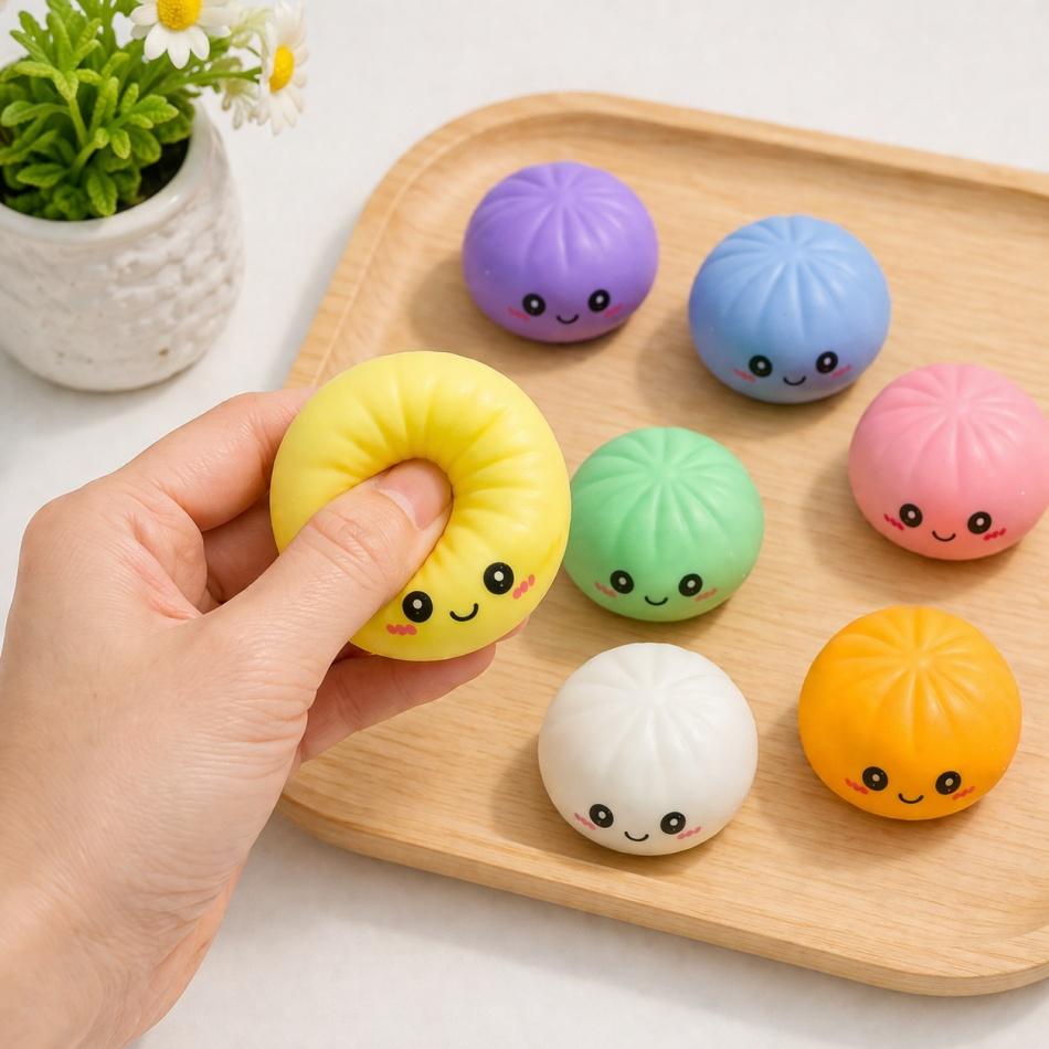 New 9 Day Boxed Mysterious Steamed Bun Fidget Squeeze Adults Stress Relief Toy 0.78Inx1.37In Countdown Calendar Blind Box