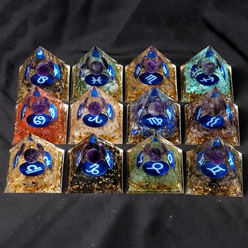 Zodiacs Orgone Pyramid Zodiacs Healings Crystals Stone Chakras Reiki Orgonite Crystals Pyramid Lucky Energys Home Decors