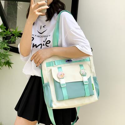 Canvas Bag with Large Capacity  Colorful Children's School Bag  Simple Shoulder  Cute  New