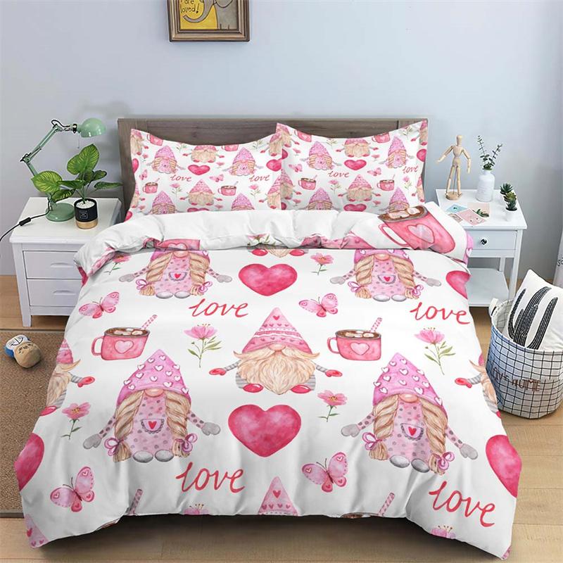 Kids Cartoon Bee Gnomes Duvet Cover King Size White Daisy Floral Bedding Set Honey Bee Comforter Cover For Boys Girls