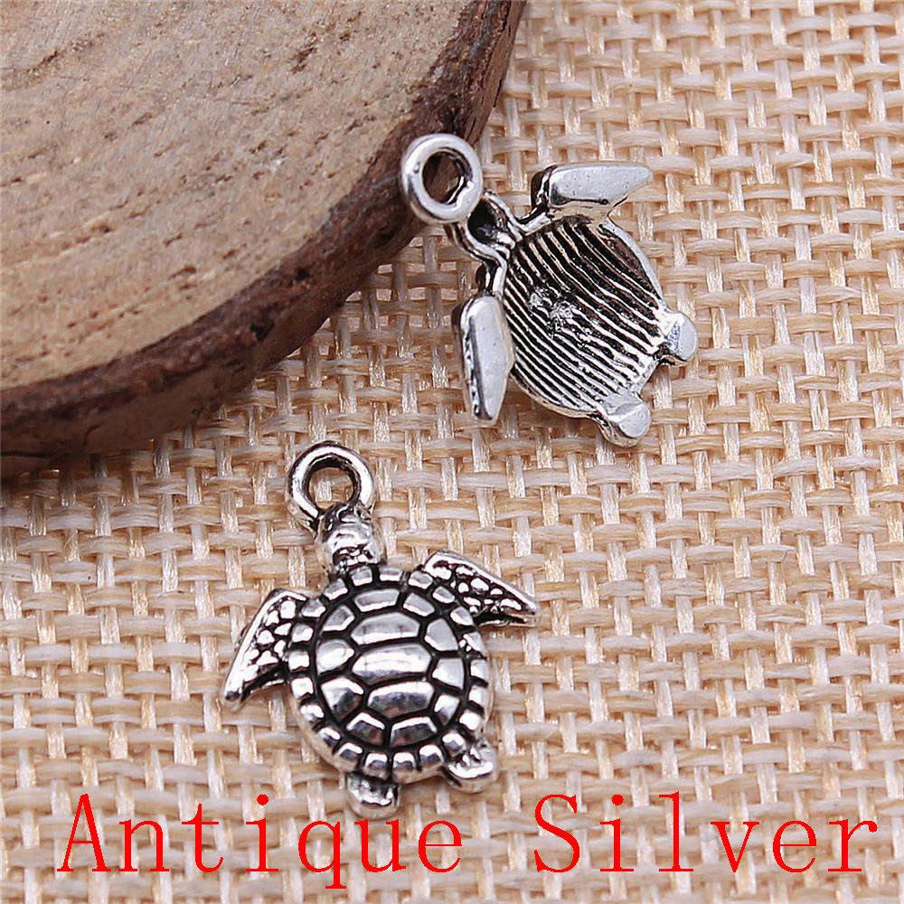 Turtle Shaped Charms Pendant For Bracelet Necklace Jewelry Making Craft Findings