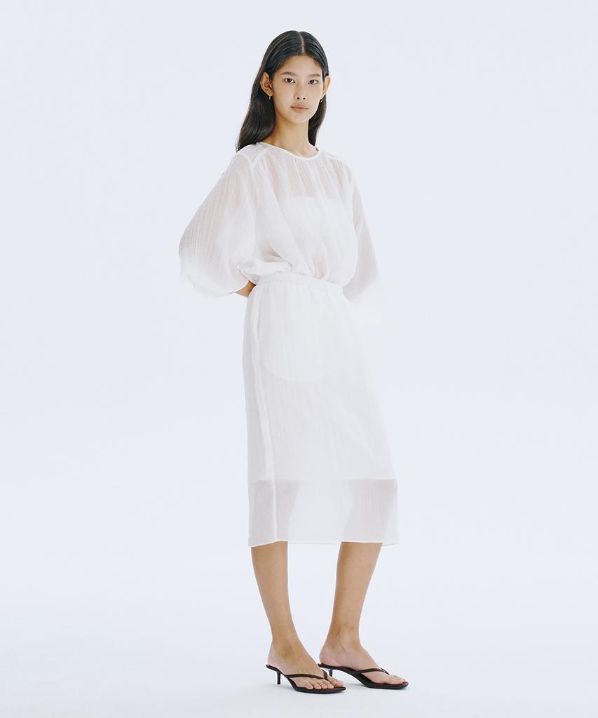 WNDERKAMMER Sheer Banding Skirt_White