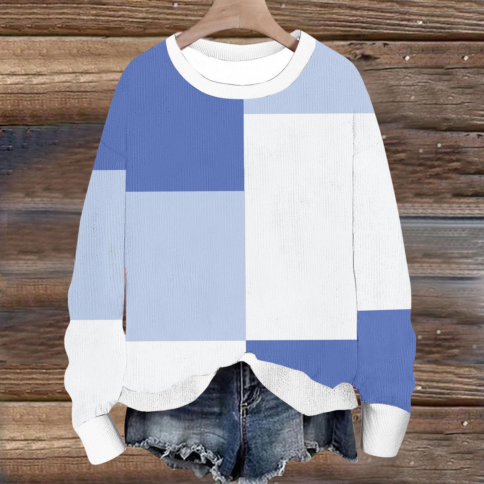 

Women s Loose Comfortable Casual Fashionable Round Neck Long Sleeved Color Blocked Hoodie S