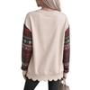 Women's Loose Drop Shoulder Long Sleeve Christmas Print Sweatshirt with Scalloped Wavy Hem Crewneck Pullover