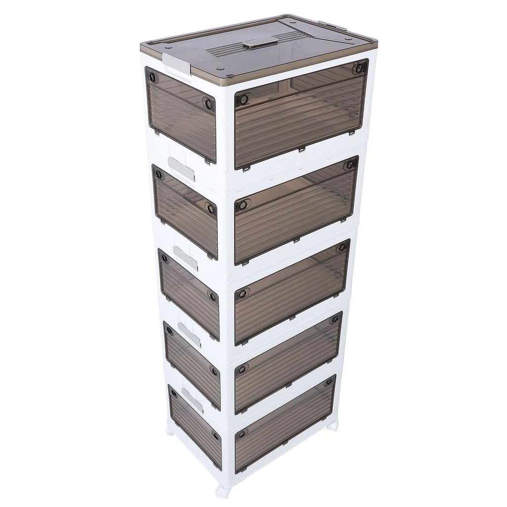 Cutii de depozitare pliabile cu roți Organizare Pliabil Stivuibil Cutie de depozitare Transparent 5 straturi